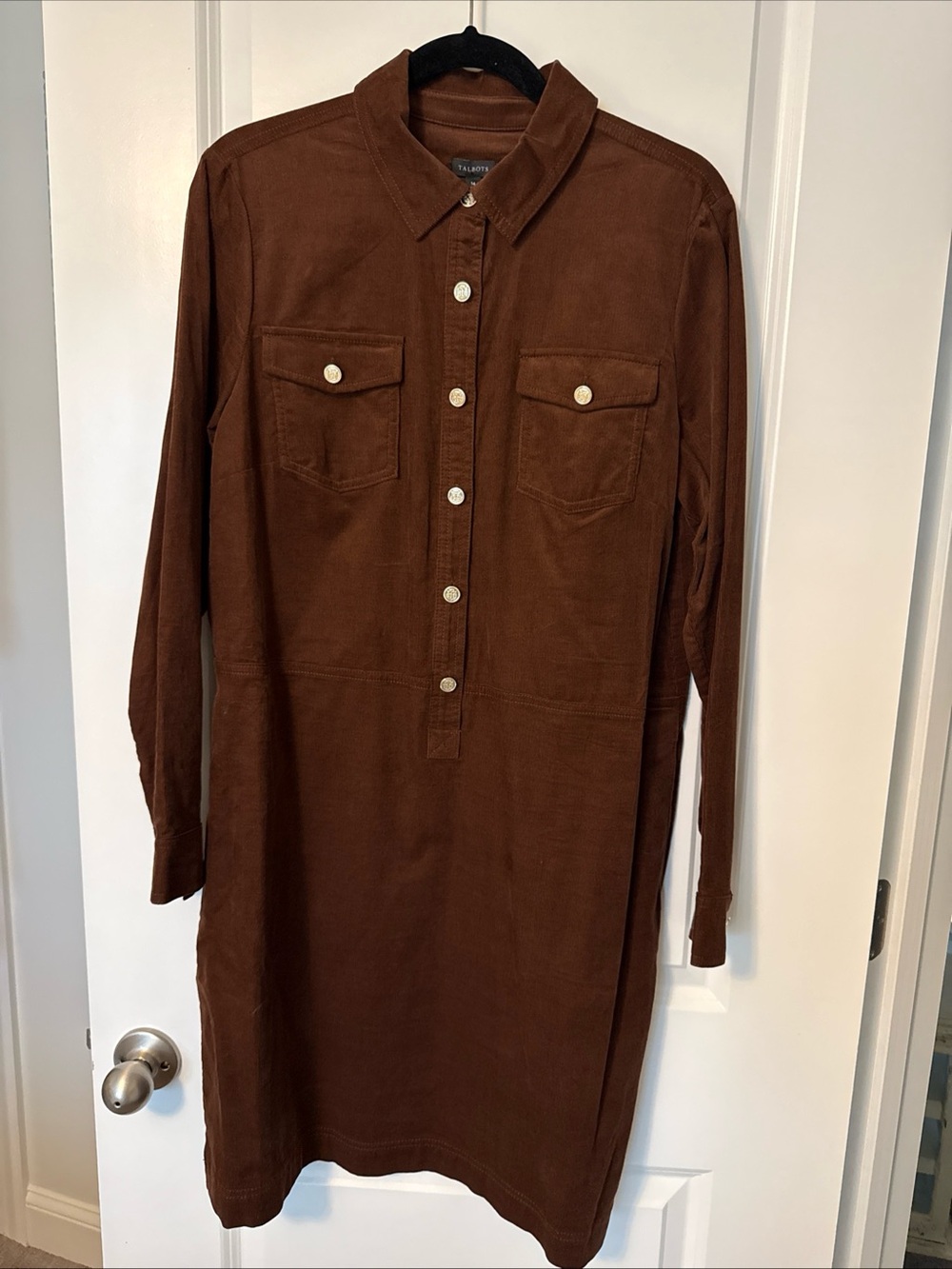 NWT Women Talbots Brown Fine Corduroy Taylored Dress Size 14